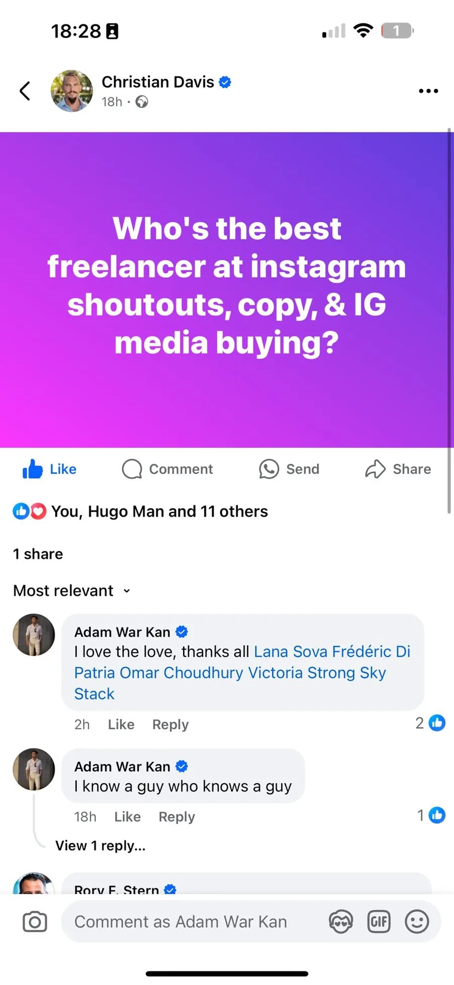 Who's the best freelancer at instagram shoutouts, copy and IG media buying?
